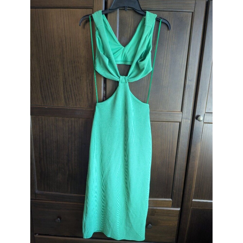 Topshop Green Cutout Knot‑Front Dress – Size 4–6